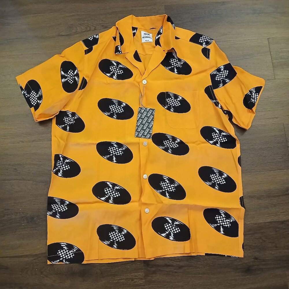VANS VAULT x Wacko Maria Woven Orange Shirt Men's Size M New DESIGNER RETRO COOL
